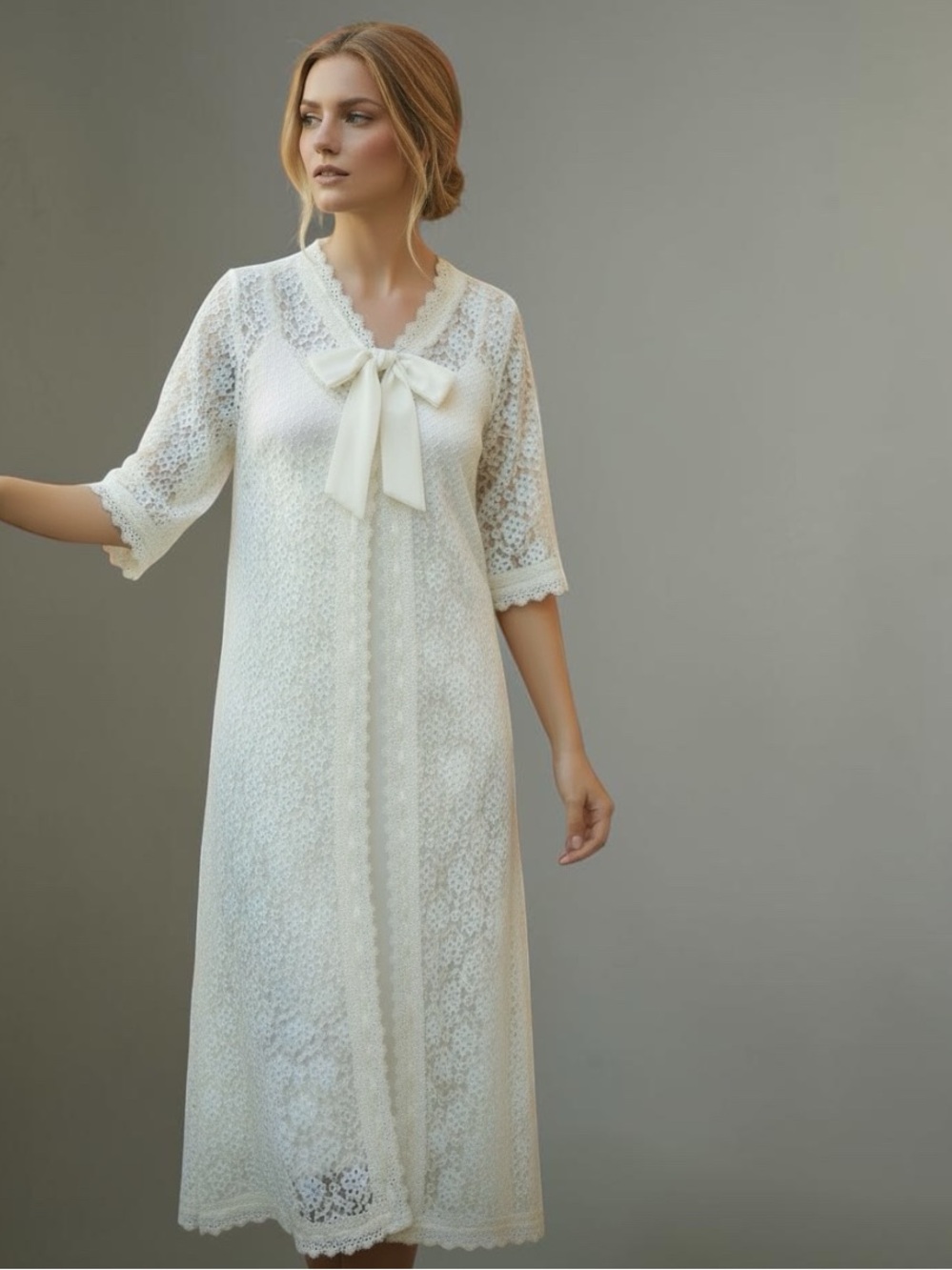 Vintage Carol & Mary Hawaii Hilda Hawaii Cream Lace Maxi Dress Wedding